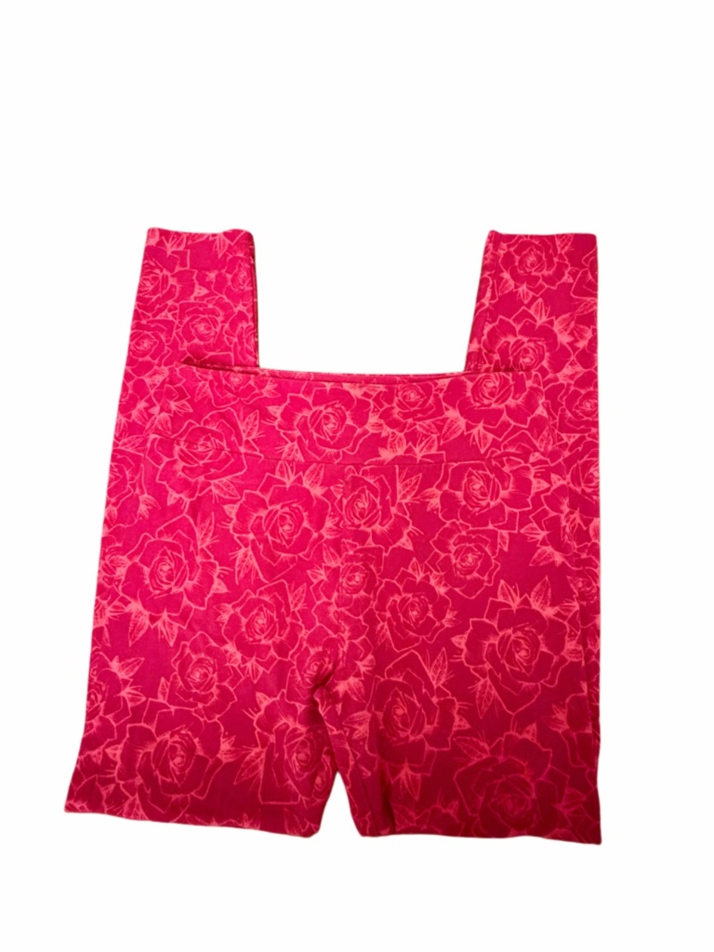 LuLaRoe OS Leggings Pink & Red Tattoo Rose Print | Buttery Soft